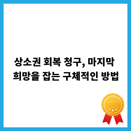 상소권 회복 청구, 마지막 희망을 잡는 구체적인 방법