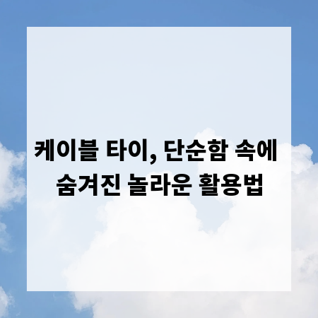 케이블 타이, 단순함 속에 숨겨진 놀라운 활용법