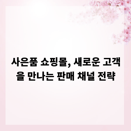 사은품 쇼핑몰, 새로운 고객을 만나는 판매 채널 전략