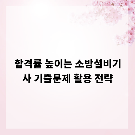 합격률 높이는 소방설비기사 기출문제 활용 전략