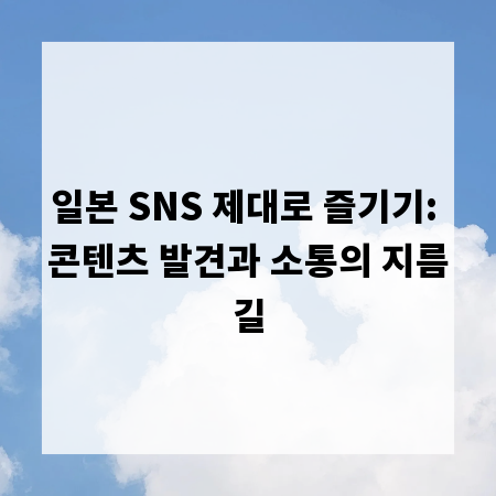 일본 SNS 제대로 즐기기: 콘텐츠 발견과 소통의 지름길