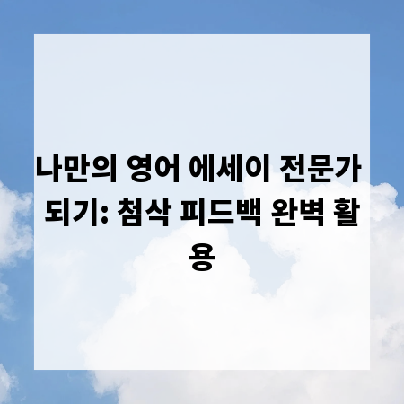 나만의 영어 에세이 전문가 되기: 첨삭 피드백 완벽 활용