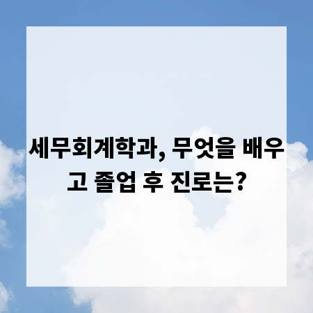 세무회계학과, 무엇을 배우고 졸업 후 진로는?