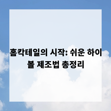 홈칵테일의 시작: 쉬운 하이볼 제조법 총정리