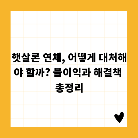 햇살론 연체, 어떻게 대처해야 할까? 불이익과 해결책 총정리