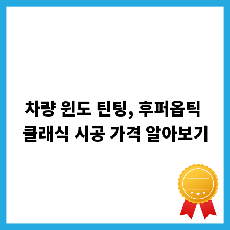 차량 윈도 틴팅, 후퍼옵틱 클래식 시공 가격 알아보기
