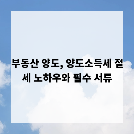 부동산 양도, 양도소득세 절세 노하우와 필수 서류