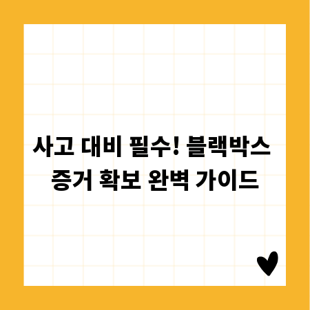 사고 대비 필수! 블랙박스 증거 확보 완벽 가이드