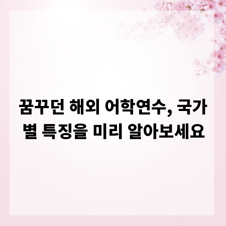 꿈꾸던 해외 어학연수, 국가별 특징을 미리 알아보세요