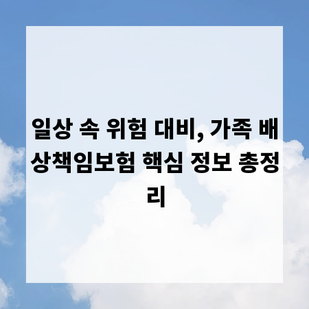일상 속 위험 대비, 가족 배상책임보험 핵심 정보 총정리