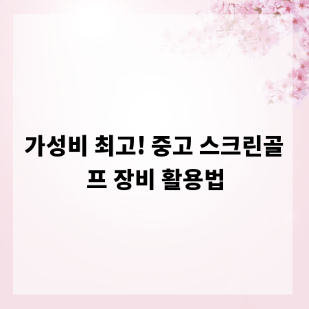 가성비 최고! 중고 스크린골프 장비 활용법