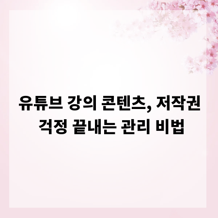 유튜브 강의 콘텐츠, 저작권 걱정 끝내는 관리 비법