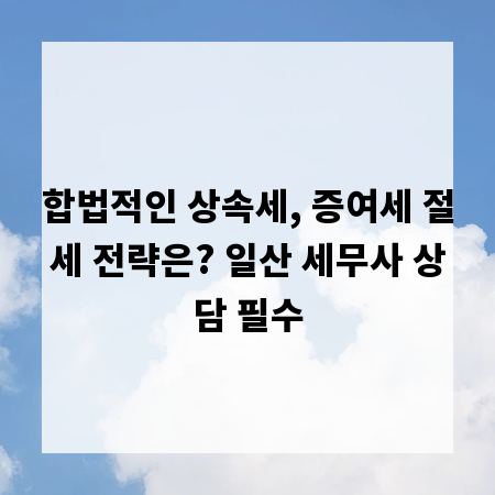 합법적인 상속세, 증여세 절세 전략은? 일산 세무사 상담 필수