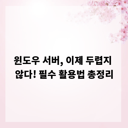 윈도우 서버, 이제 두렵지 않다! 필수 활용법 총정리
