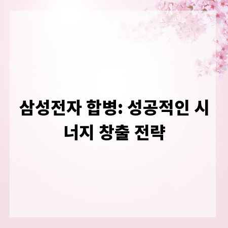 삼성전자 합병: 성공적인 시너지 창출 전략