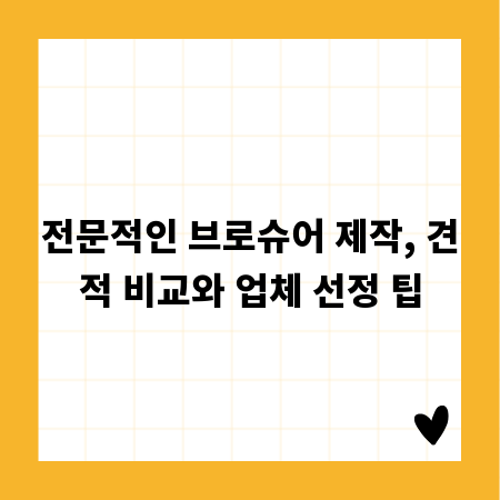 전문적인 브로슈어 제작, 견적 비교와 업체 선정 팁