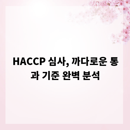 HACCP 심사, 까다로운 통과 기준 완벽 분석