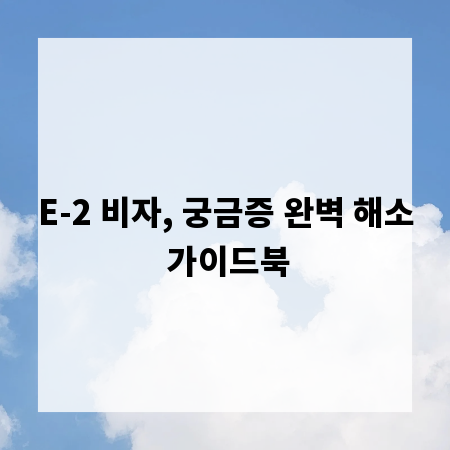 E-2 비자, 궁금증 완벽 해소 가이드북