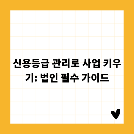 신용등급 관리로 사업 키우기: 법인 필수 가이드