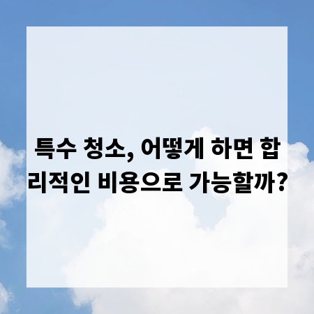 특수 청소, 어떻게 하면 합리적인 비용으로 가능할까?