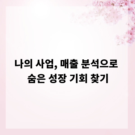 나의 사업, 매출 분석으로 숨은 성장 기회 찾기