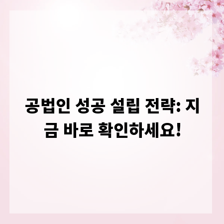 공법인 성공 설립 전략: 지금 바로 확인하세요!