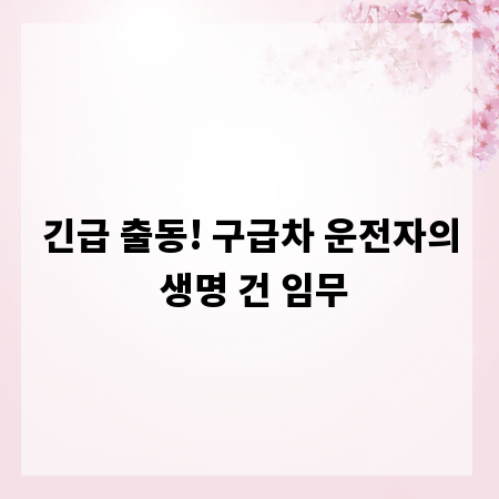 긴급 출동! 구급차 운전자의 생명 건 임무