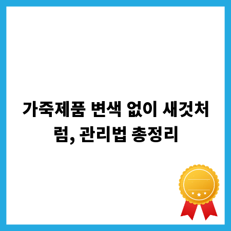 가죽제품 변색 없이 새것처럼, 관리법 총정리
