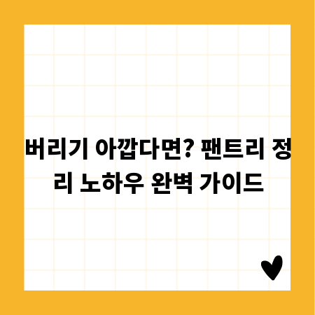 버리기 아깝다면? 팬트리 정리 노하우 완벽 가이드