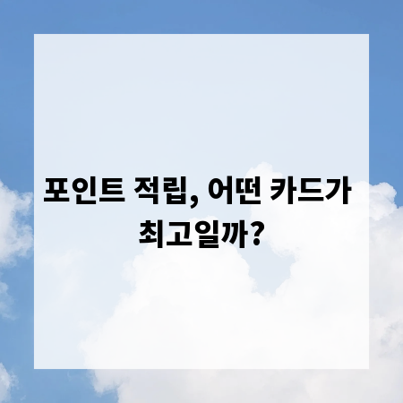 포인트 적립, 어떤 카드가 최고일까?