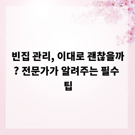 빈집 관리, 이대로 괜찮을까? 전문가가 알려주는 필수 팁