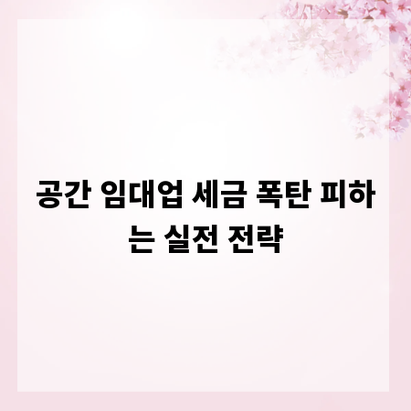 공간 임대업 세금 폭탄 피하는 실전 전략