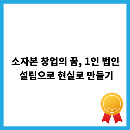 소자본 창업의 꿈, 1인 법인 설립으로 현실로 만들기