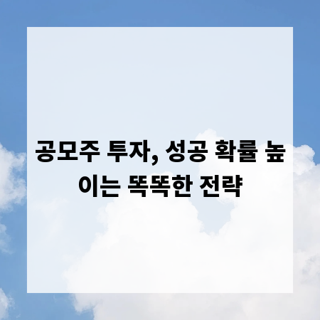 공모주 투자, 성공 확률 높이는 똑똑한 전략