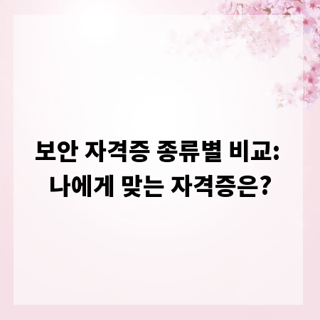 보안 자격증 종류별 비교: 나에게 맞는 자격증은?