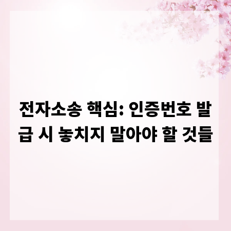 전자소송 핵심: 인증번호 발급 시 놓치지 말아야 할 것들