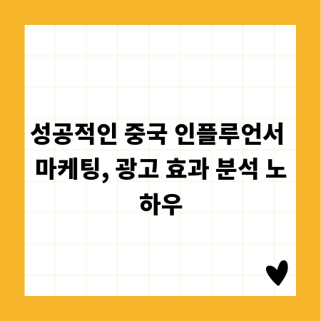 성공적인 중국 인플루언서 마케팅, 광고 효과 분석 노하우