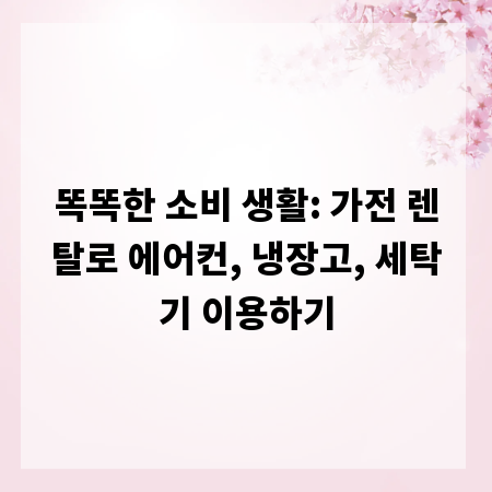 똑똑한 소비 생활: 가전 렌탈로 에어컨, 냉장고, 세탁기 이용하기