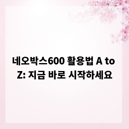 네오박스600 활용법 A to Z: 지금 바로 시작하세요