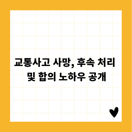 교통사고 사망, 후속 처리 및 합의 노하우 공개