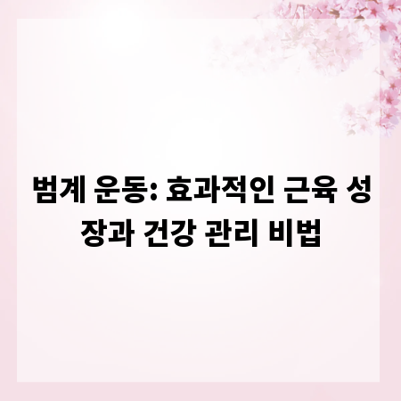 범계 운동: 효과적인 근육 성장과 건강 관리 비법