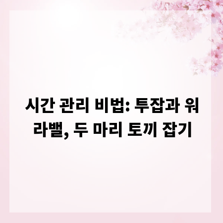 시간 관리 비법: 투잡과 워라밸, 두 마리 토끼 잡기