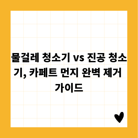 물걸레 청소기 vs 진공 청소기, 카페트 먼지 완벽 제거 가이드