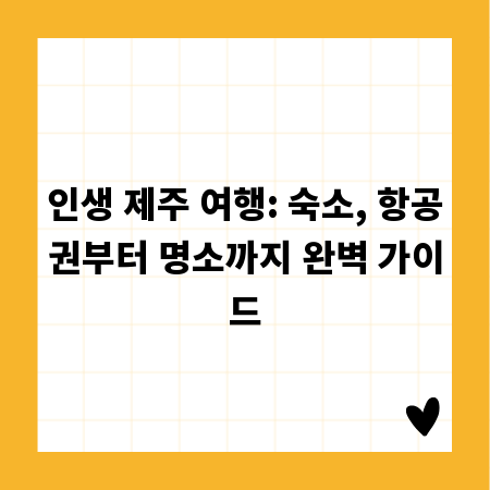 인생 제주 여행: 숙소, 항공권부터 명소까지 완벽 가이드