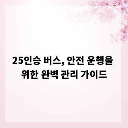 25인승 버스, 안전 운행을 위한 완벽 관리 가이드