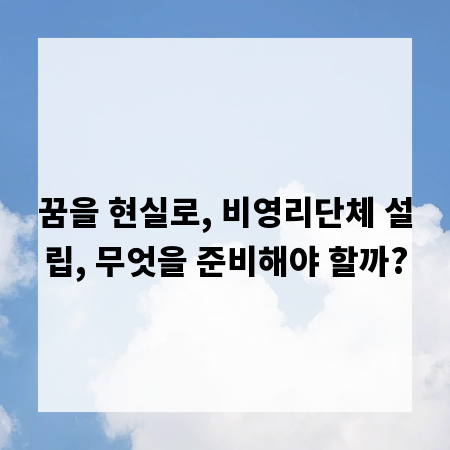 꿈을 현실로, 비영리단체 설립, 무엇을 준비해야 할까?