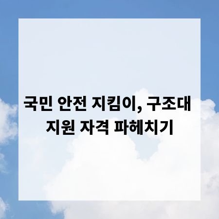 국민 안전 지킴이, 구조대 지원 자격 파헤치기