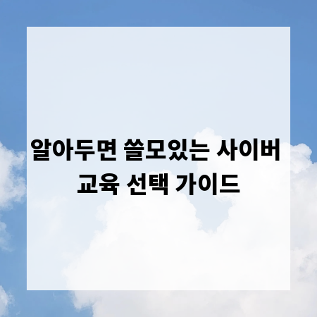 알아두면 쓸모있는 사이버 교육 선택 가이드
