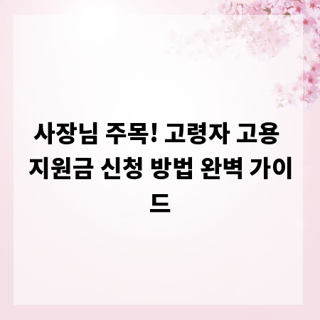사장님 주목! 고령자 고용 지원금 신청 방법 완벽 가이드
