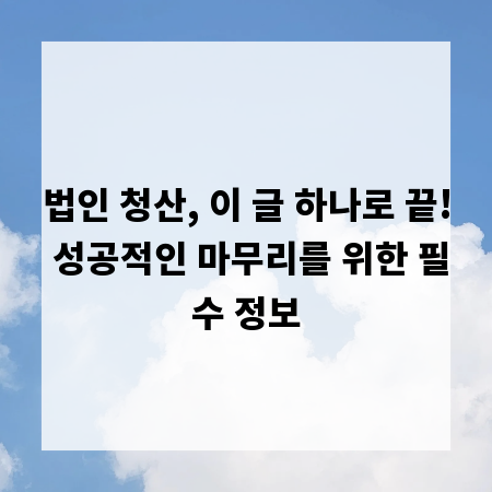 법인 청산, 이 글 하나로 끝! 성공적인 마무리를 위한 필수 정보